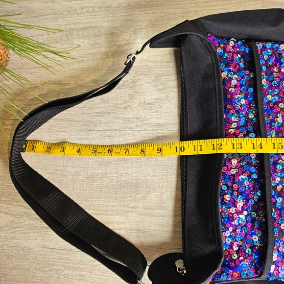 Justice Blue Silver Pink Purple Sequin Messenger Bag Glitter Letter R Initial - Picture 8 of 15